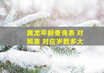 属龙年龄查询表 对照表 对应岁数多大